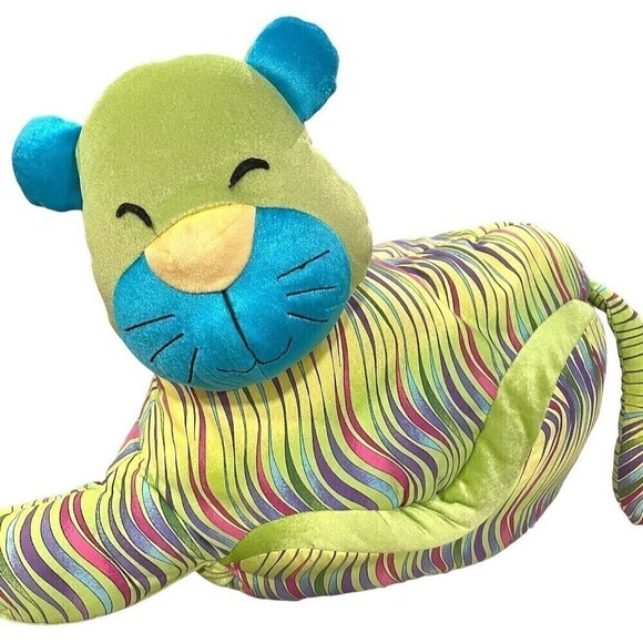 Pier 1 Imports Tiger Cat Accent Pillow Plush Stuffed Animal Green Jewel Tones - Picture 3 of 12